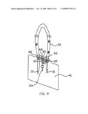 Fastener that is combined with and detached from a name plate and a hanging strap easily and quickly diagram and image