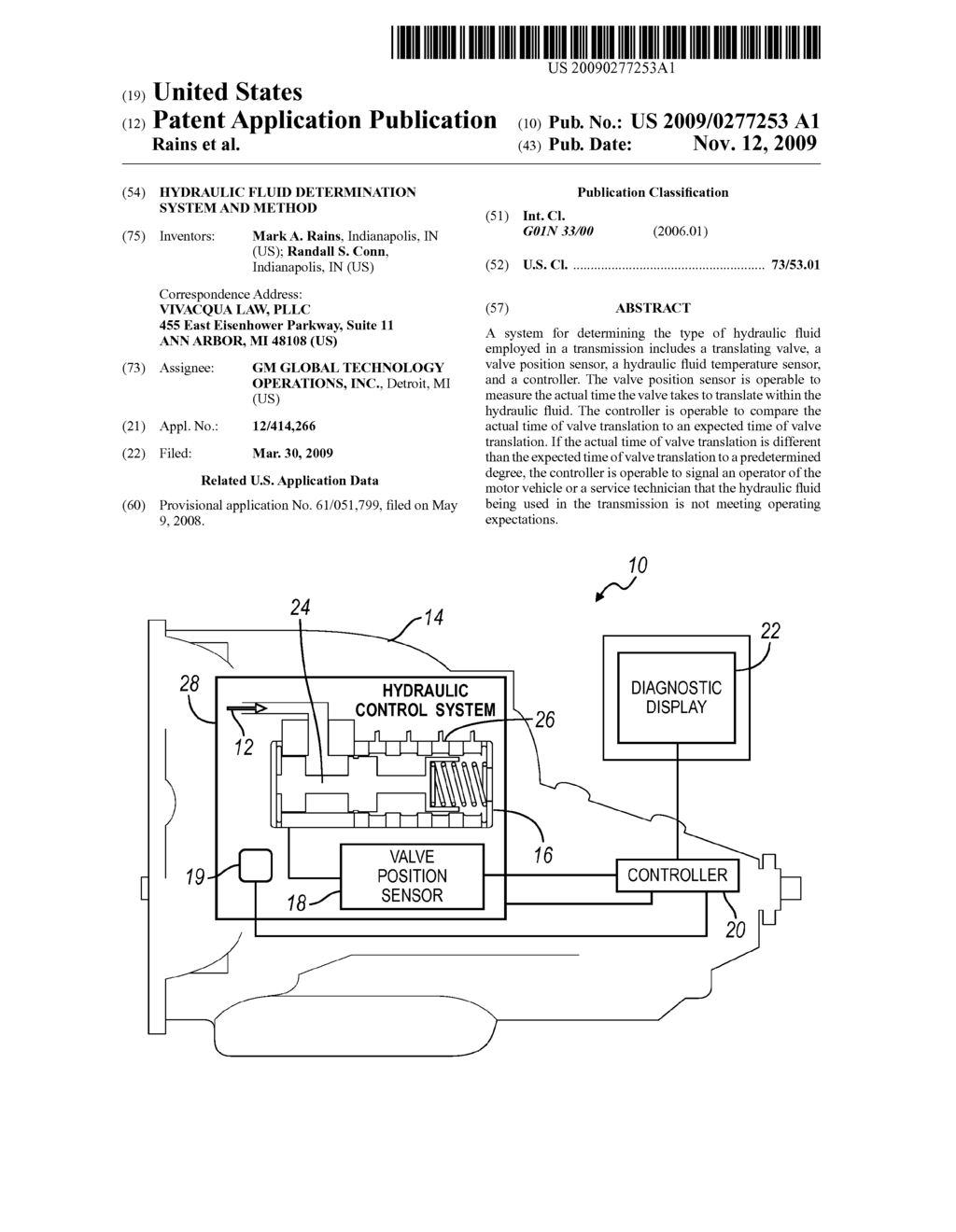 HYDRAULIC FLUID DETERMINATION SYSTEM AND METHOD - diagram, schematic, and image 01