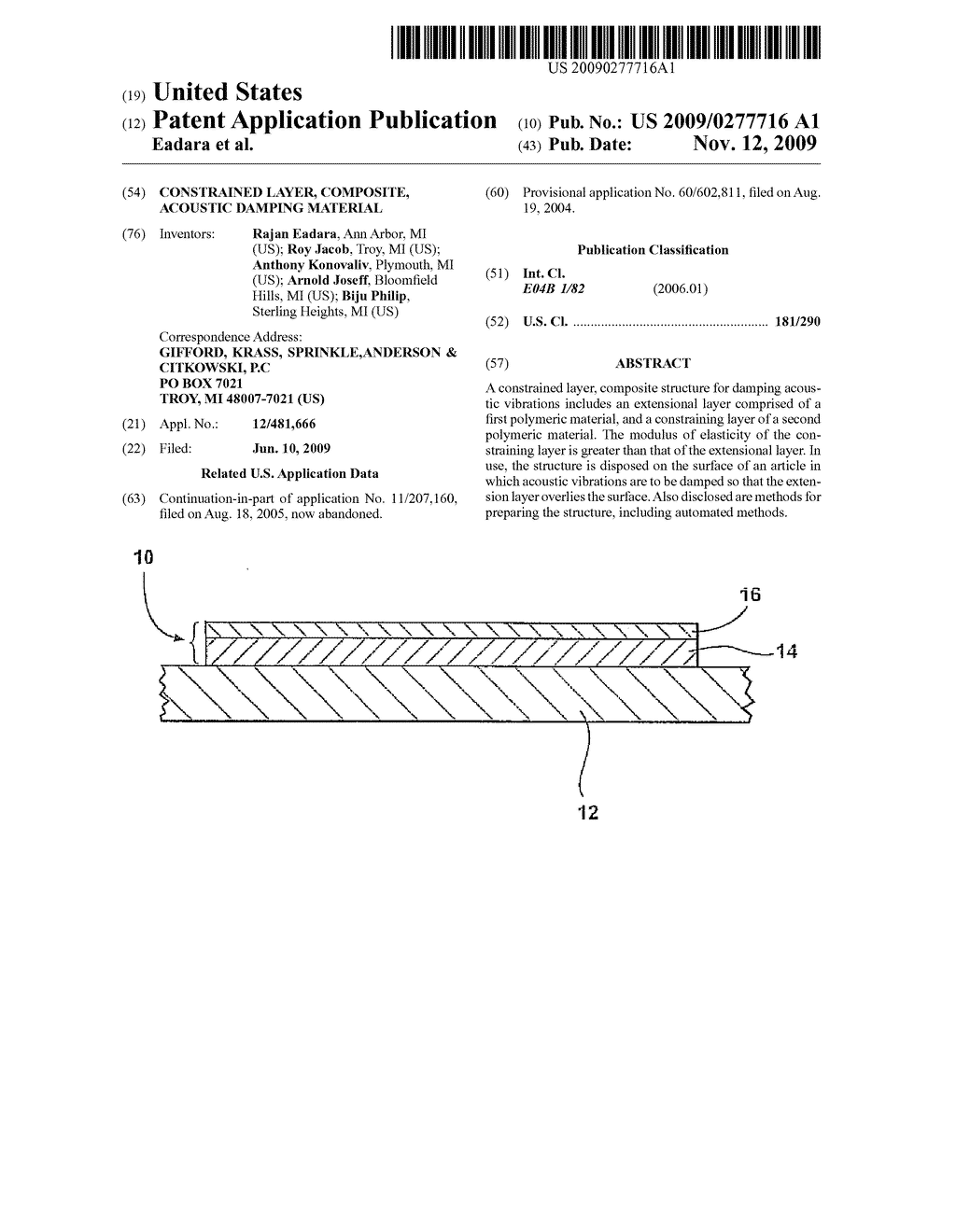 CONSTRAINED LAYER, COMPOSITE, ACOUSTIC DAMPING MATERIAL - diagram, schematic, and image 01