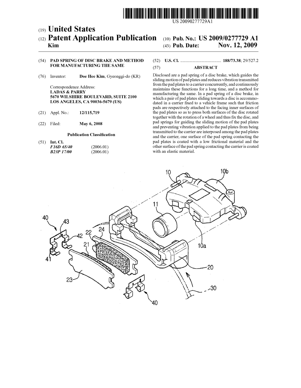 PAD SPRING OF DISC BRAKE AND METHOD FOR MANUFACTURING THE SAME - diagram, schematic, and image 01