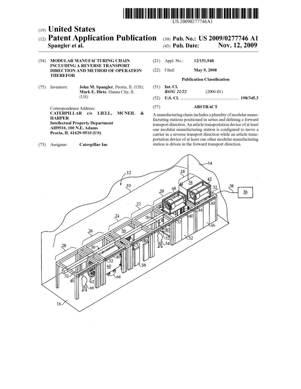 Modular manufacturing chain including a reverse transport direction and method of operation therefor - diagram, schematic, and image 01