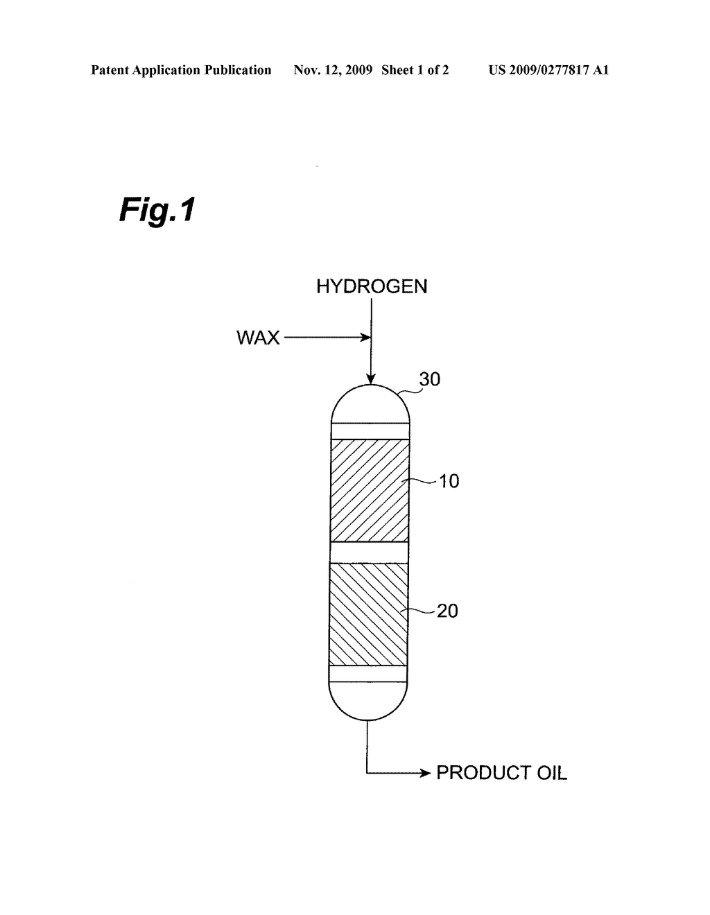 METHOD OF HYDROTREATING WAX AND PROCESSES FOR PRODUCING FUEL BASE AND LUBRICATING OIL BASE - diagram, schematic, and image 02