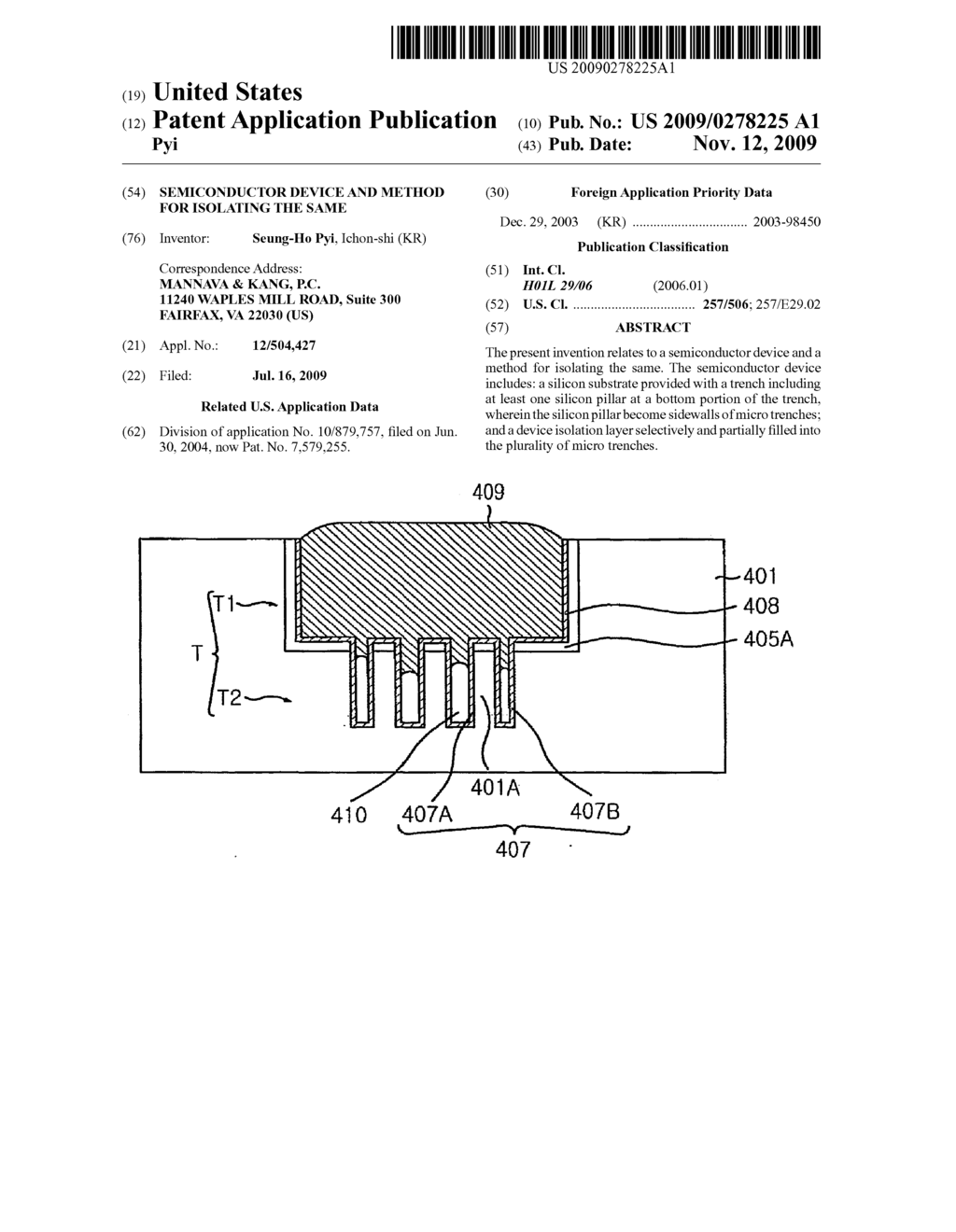 SEMICONDUCTOR DEVICE AND METHOD FOR ISOLATING THE SAME - diagram, schematic, and image 01