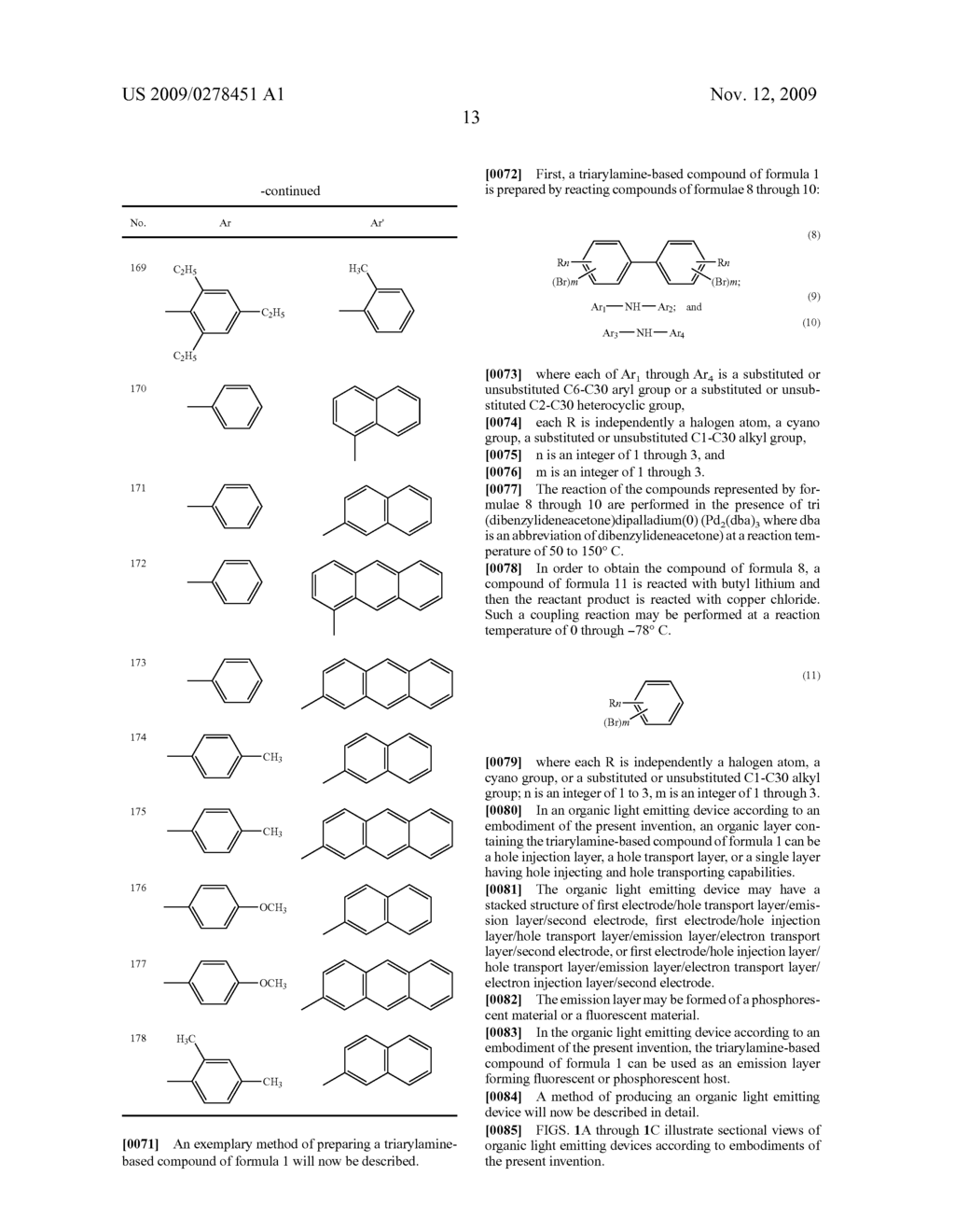 Triarylamine-based compound, method of preparing the same, and organic light emitting device using the triarylamine-based compound - diagram, schematic, and image 23