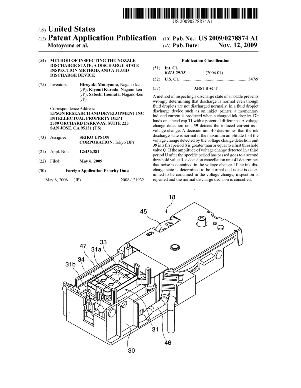 Method of Inspecting the Nozzle Discharge State, A Discharge State Inspection Method, and a Fluid Discharge Device - diagram, schematic, and image 01