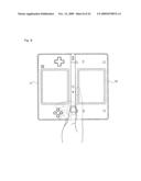 Hand-held imaging apparatus and storage medium storing program diagram and image