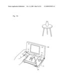 Hand-held imaging apparatus and storage medium storing program diagram and image