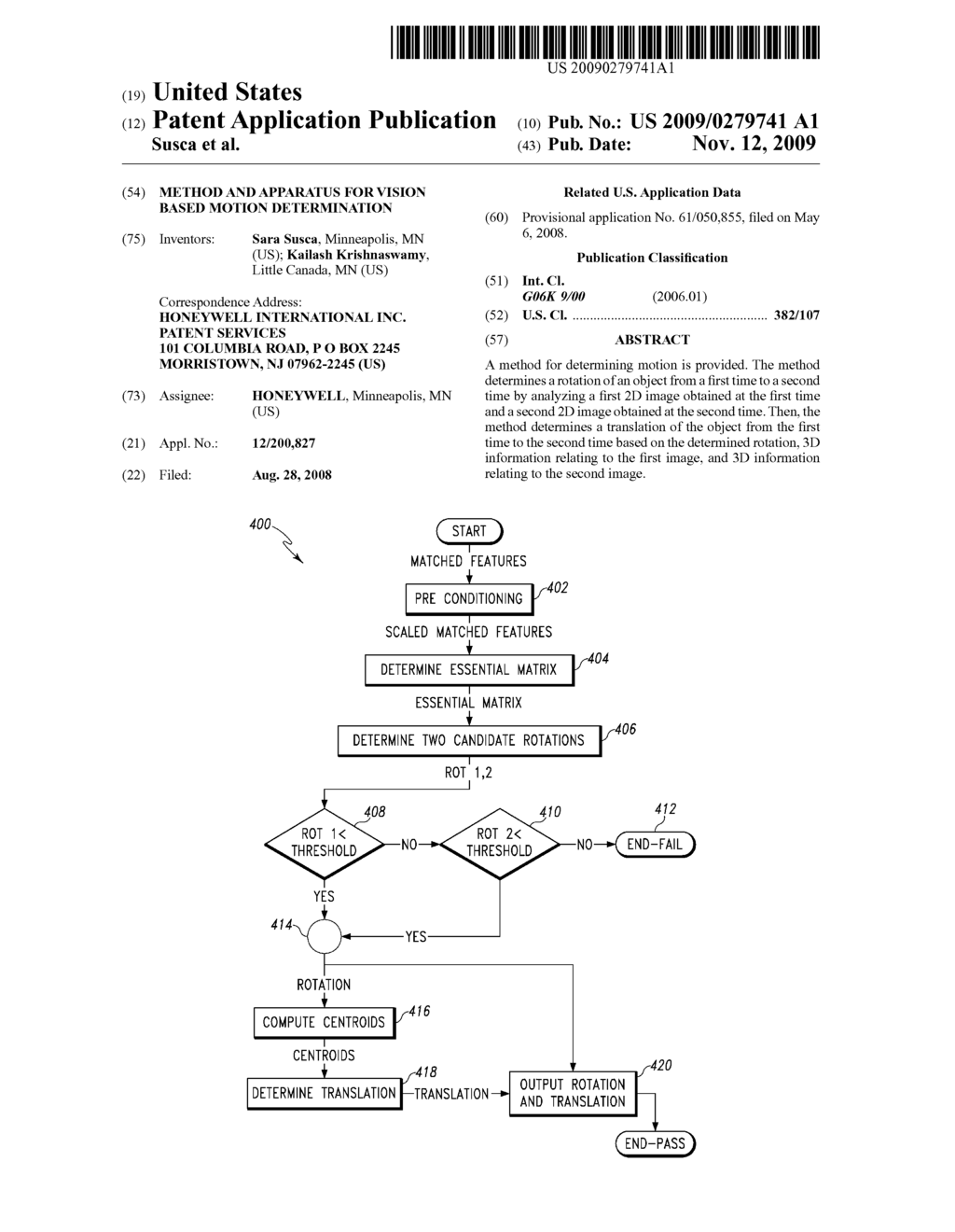 METHOD AND APPARATUS FOR VISION BASED MOTION DETERMINATION - diagram, schematic, and image 01