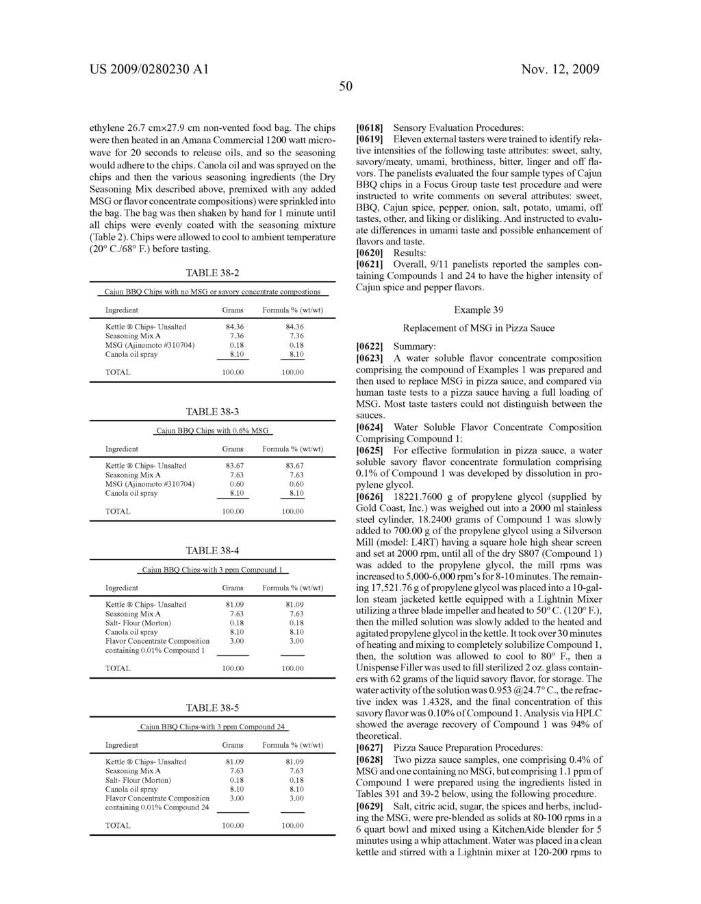 COMESTIBLE COMPOSITIONS COMPRISING HIGH POTENCY SAVORY FLAVORANTS, AND PROCESSES FOR PRODUCING THEM - diagram, schematic, and image 51