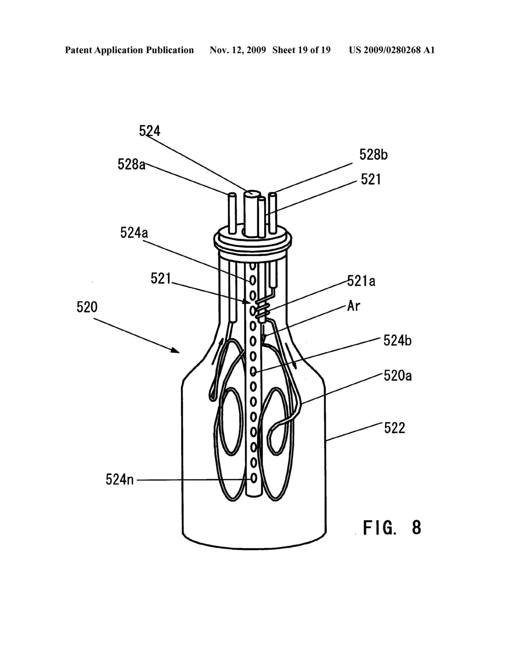 Method and apparatus for application of thin coatings from plasma onto inner surfaces of hollow containers - diagram, schematic, and image 20