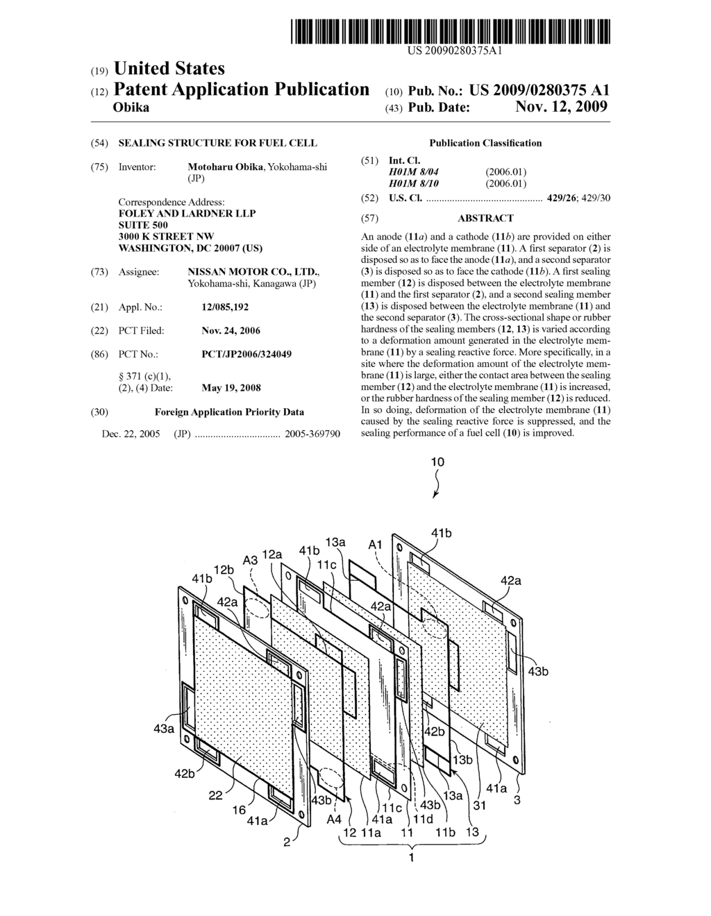 Sealing Structure for Fuel Cell - diagram, schematic, and image 01