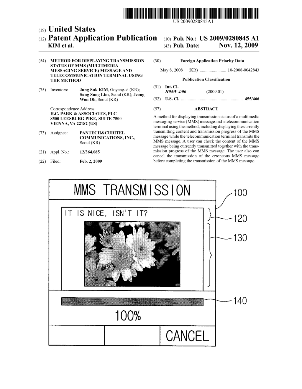 METHOD FOR DISPLAYING TRANSMISSION STATUS OF MMS (MULTIMEDIA MESSAGING SERVICE) MESSAGE AND TELECOMMUNICATION TERMINAL USING THE METHOD - diagram, schematic, and image 01