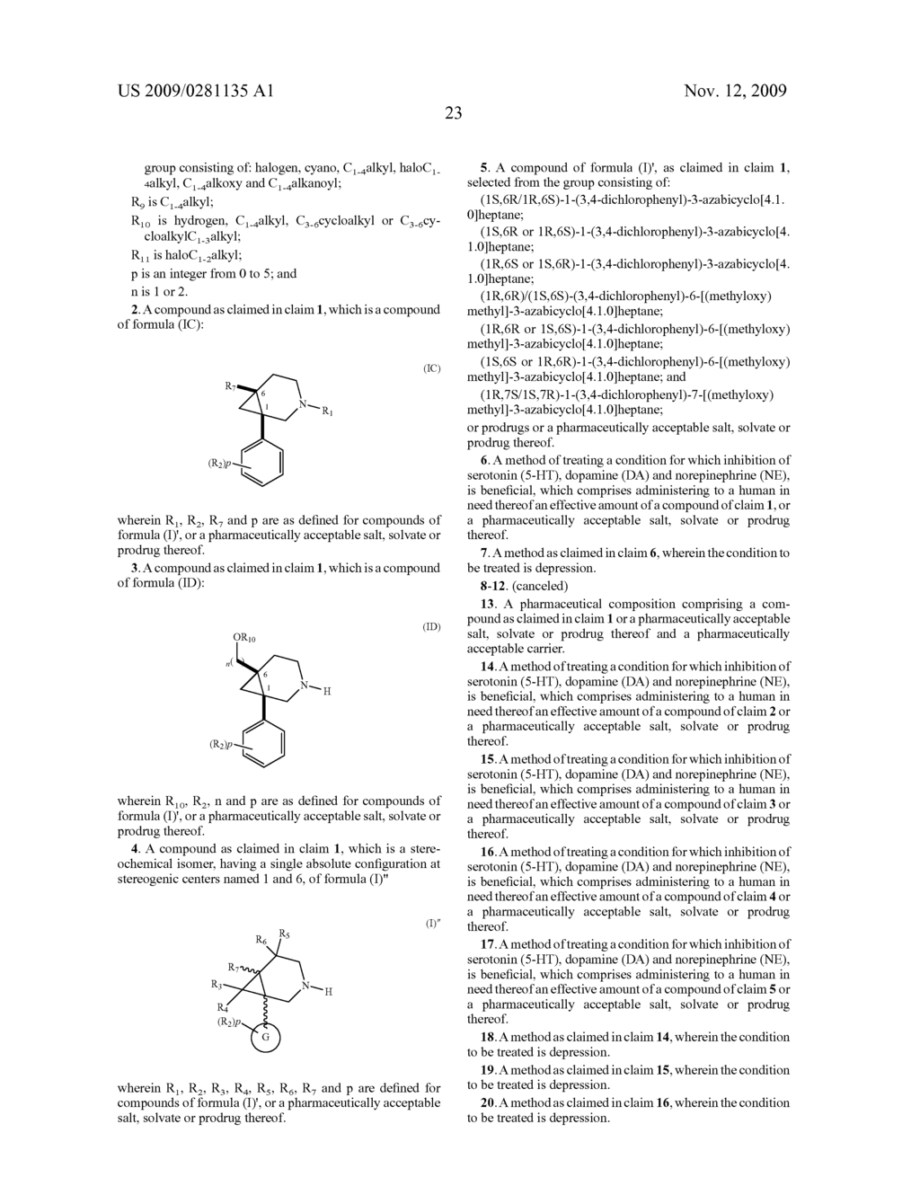 3-AZABICYCLO [4. 1. 0] HEPTANE DERIVATIVES FOR THE TREATMENT OF DEPRESSION - diagram, schematic, and image 24