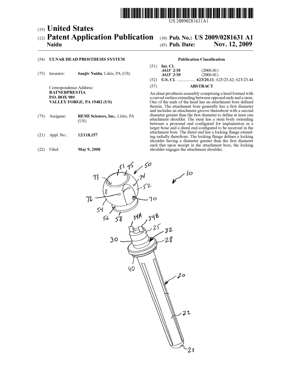 ULNAR HEAD PROSTHESIS SYSTEM - diagram, schematic, and image 01