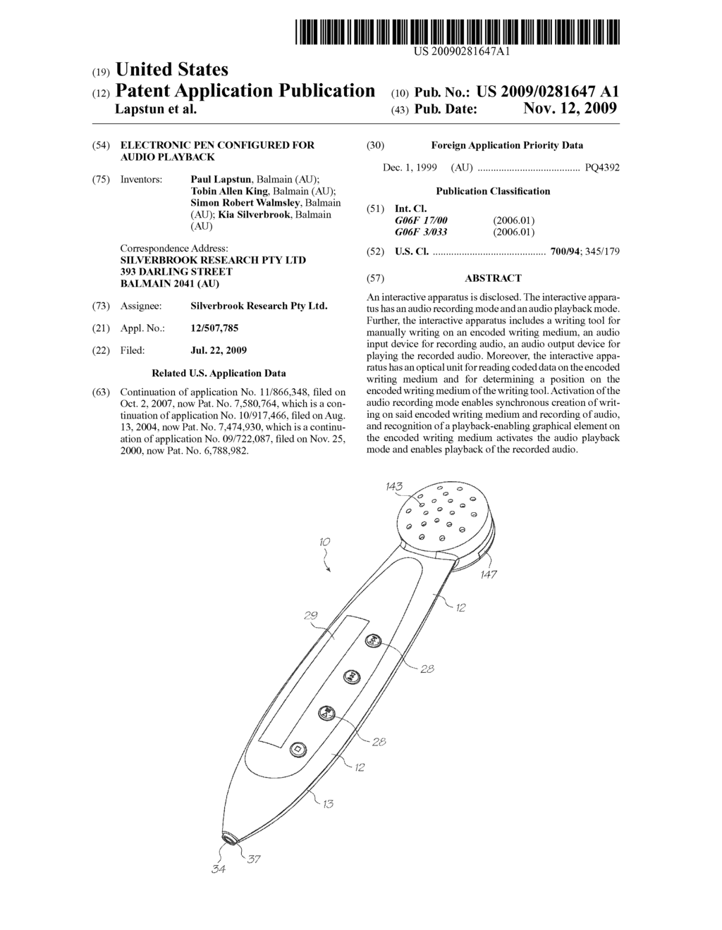 Electronic Pen Configured For Audio Playback - diagram, schematic, and image 01