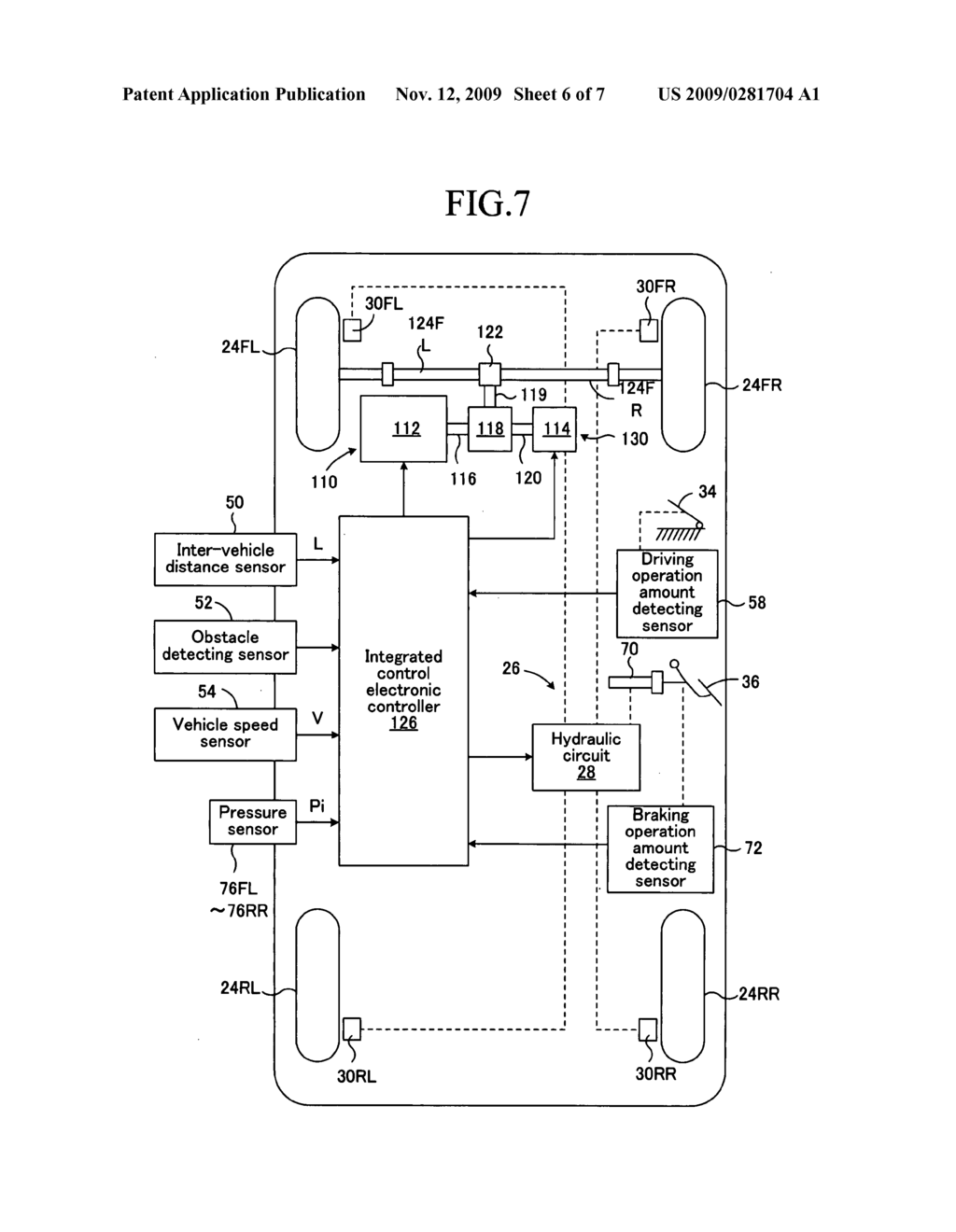 Vehicle integrated controller for integratively performing vehicle driving support control, driving force control, and braking force control - diagram, schematic, and image 07