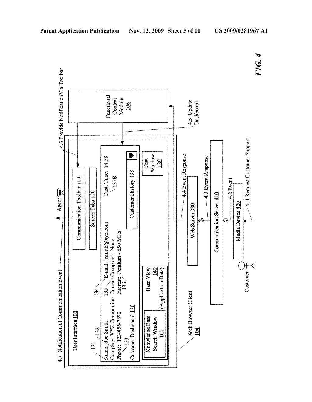 COMMUNICATION DASHBOARD WITH DYNAMICALLY CONFIGURED AGENT INTERFACE - diagram, schematic, and image 06