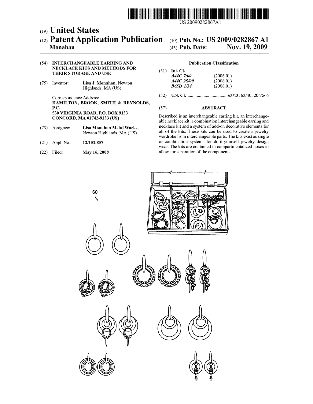 Interchangeable earring and necklace kits and methods for their storage and use - diagram, schematic, and image 01