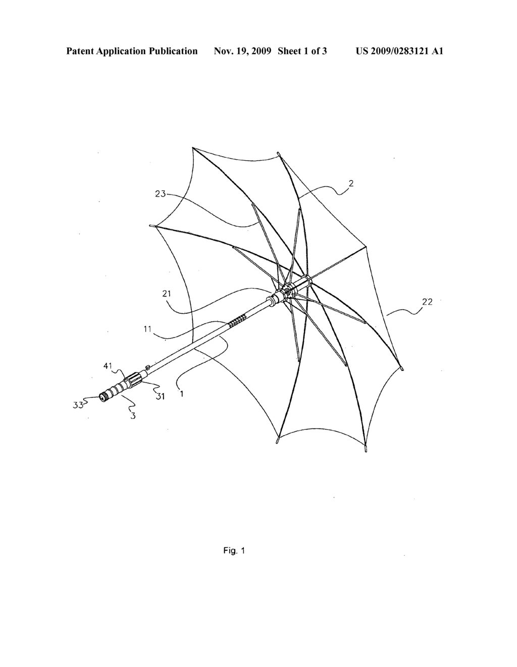 Umbrella structure capable of producing cool wind - diagram, schematic, and image 02