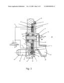 MACHINING CENTER WITH A ROTATABLE AND PIVOTABLE WORKPIECE TABLE HAVING A CLAMPING DEVICE FOR THE ROTATION AXIS diagram and image