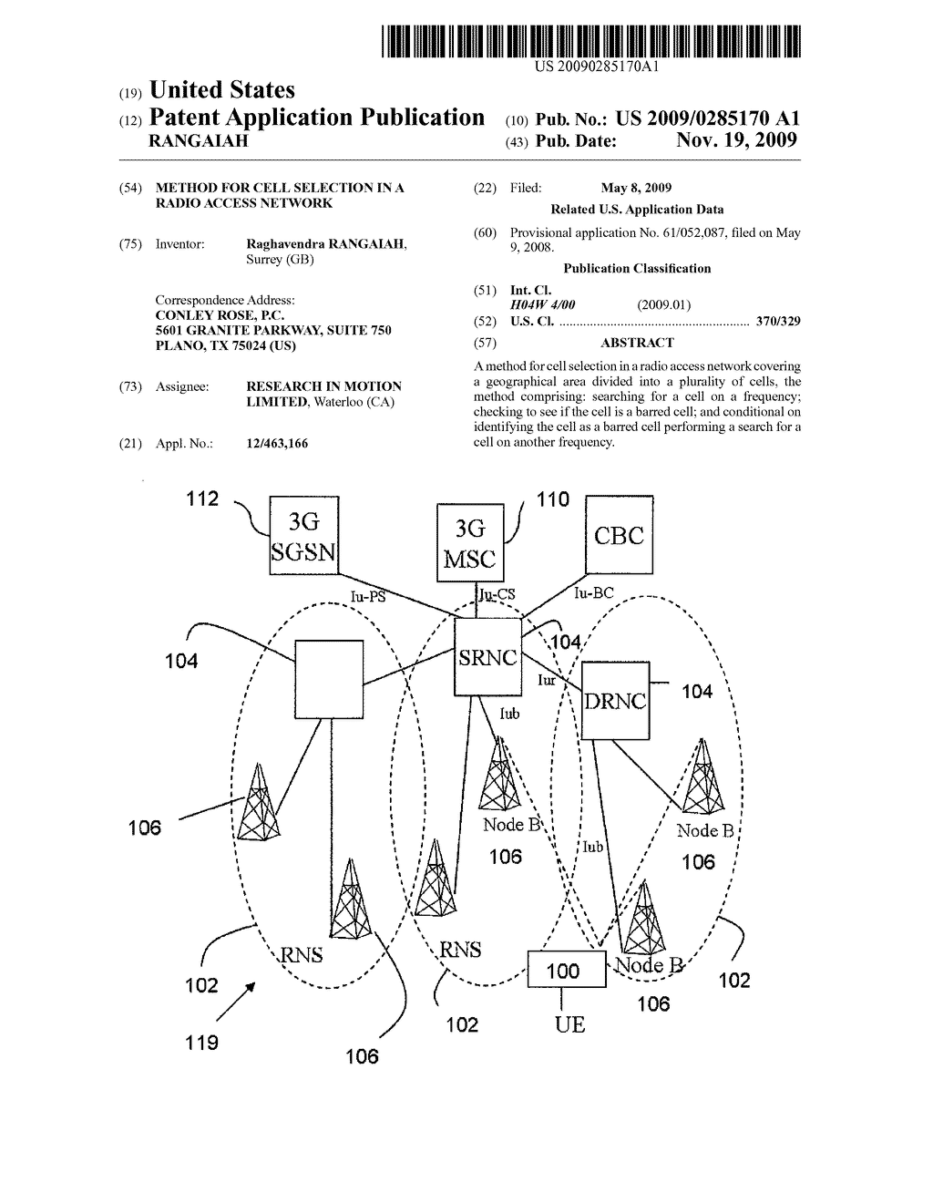 Method for Cell Selection in a Radio Access Network - diagram, schematic, and image 01