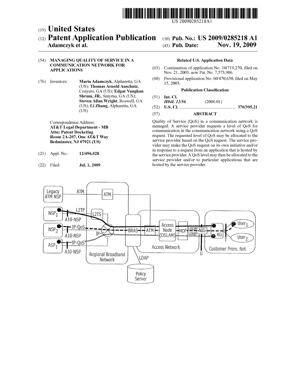 Managing quality of service in a communication network for applications - diagram, schematic, and image 01