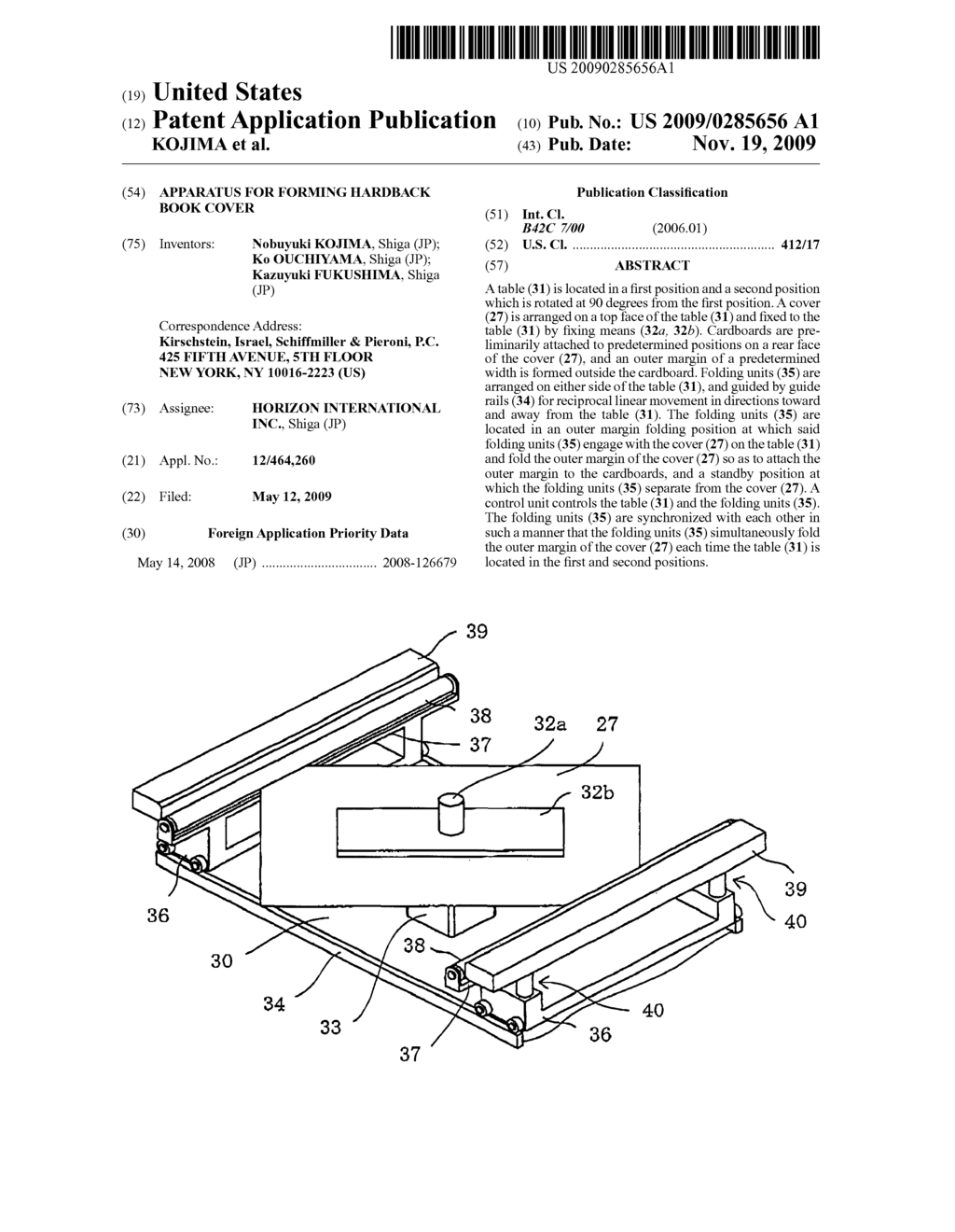 APPARATUS FOR FORMING HARDBACK BOOK COVER - diagram, schematic, and image 01