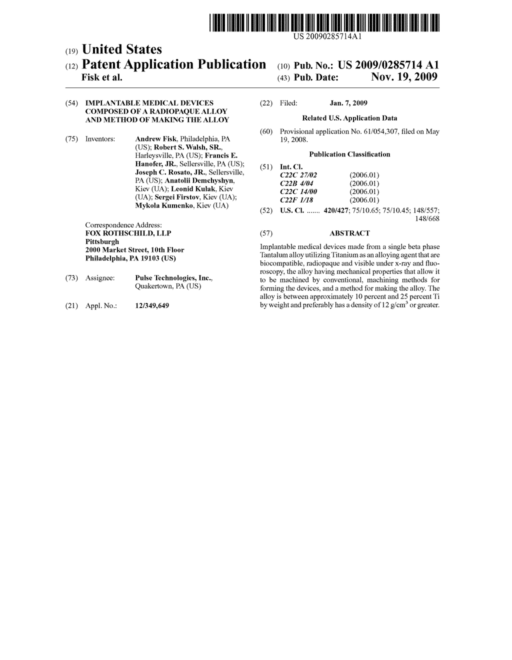 Implantable medical Devices Composed of a Radiopaque Alloy and Method of Making the Alloy - diagram, schematic, and image 01