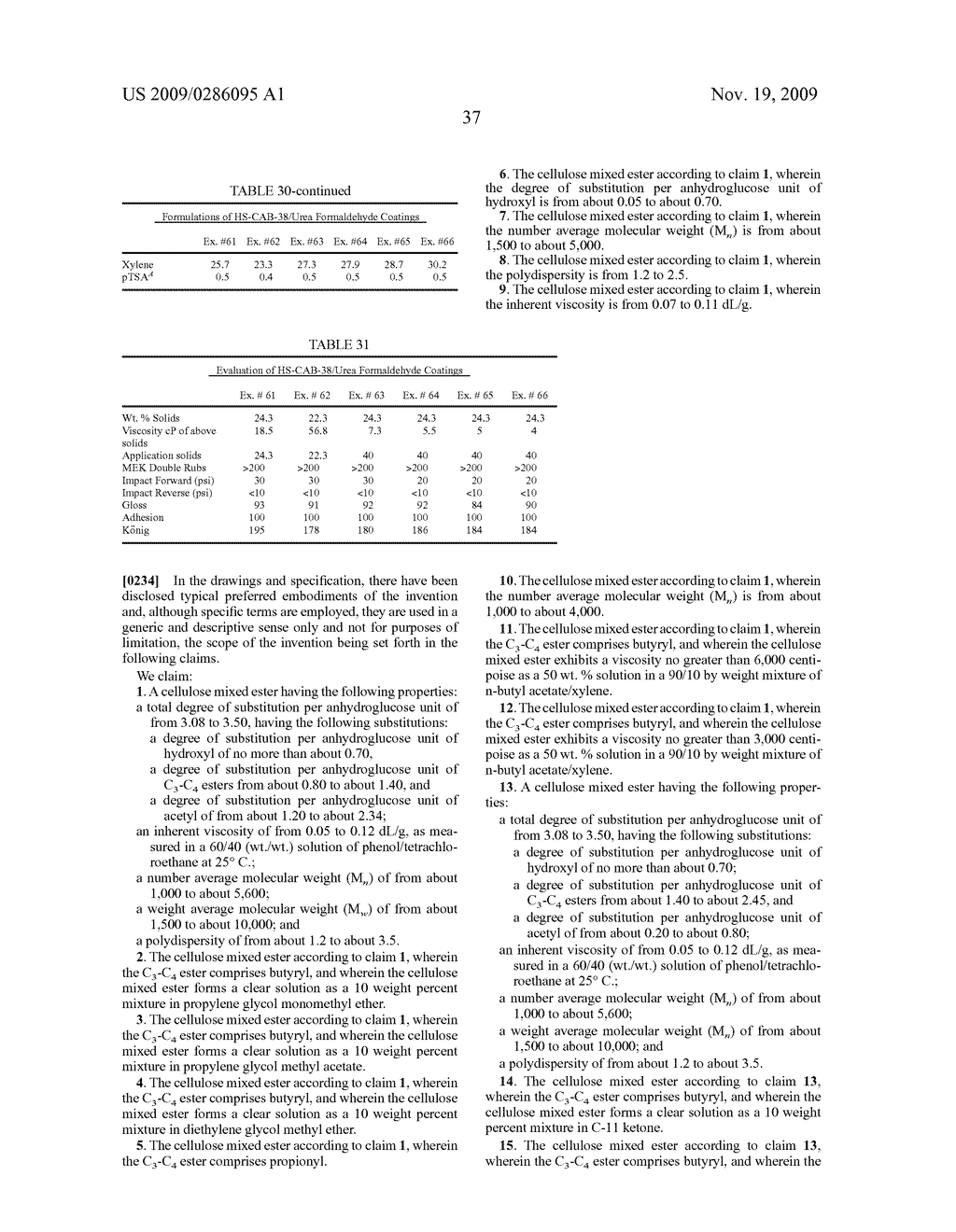 LOW MOLECULAR WEIGHT CELLULOSE MIXED ESTERS AND THEIR USE AS LOW VISCOSITY BINDERS AND MODIFIERS IN COATING COMPOSITIONS - diagram, schematic, and image 39