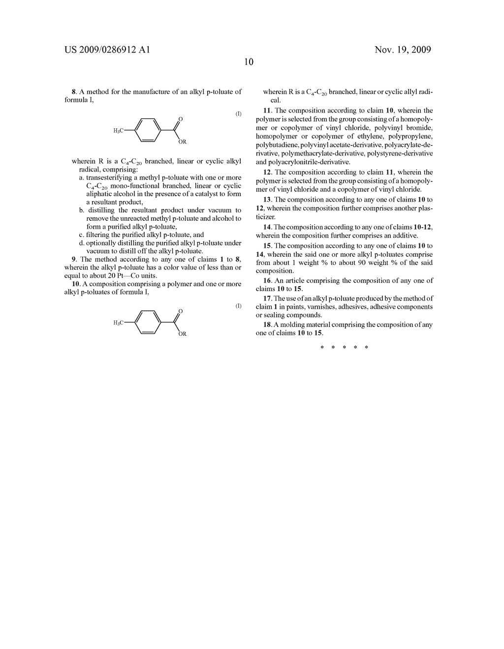 MANUFACTURE AND USE OF ALKYL p-TOLUATES - diagram, schematic, and image 11