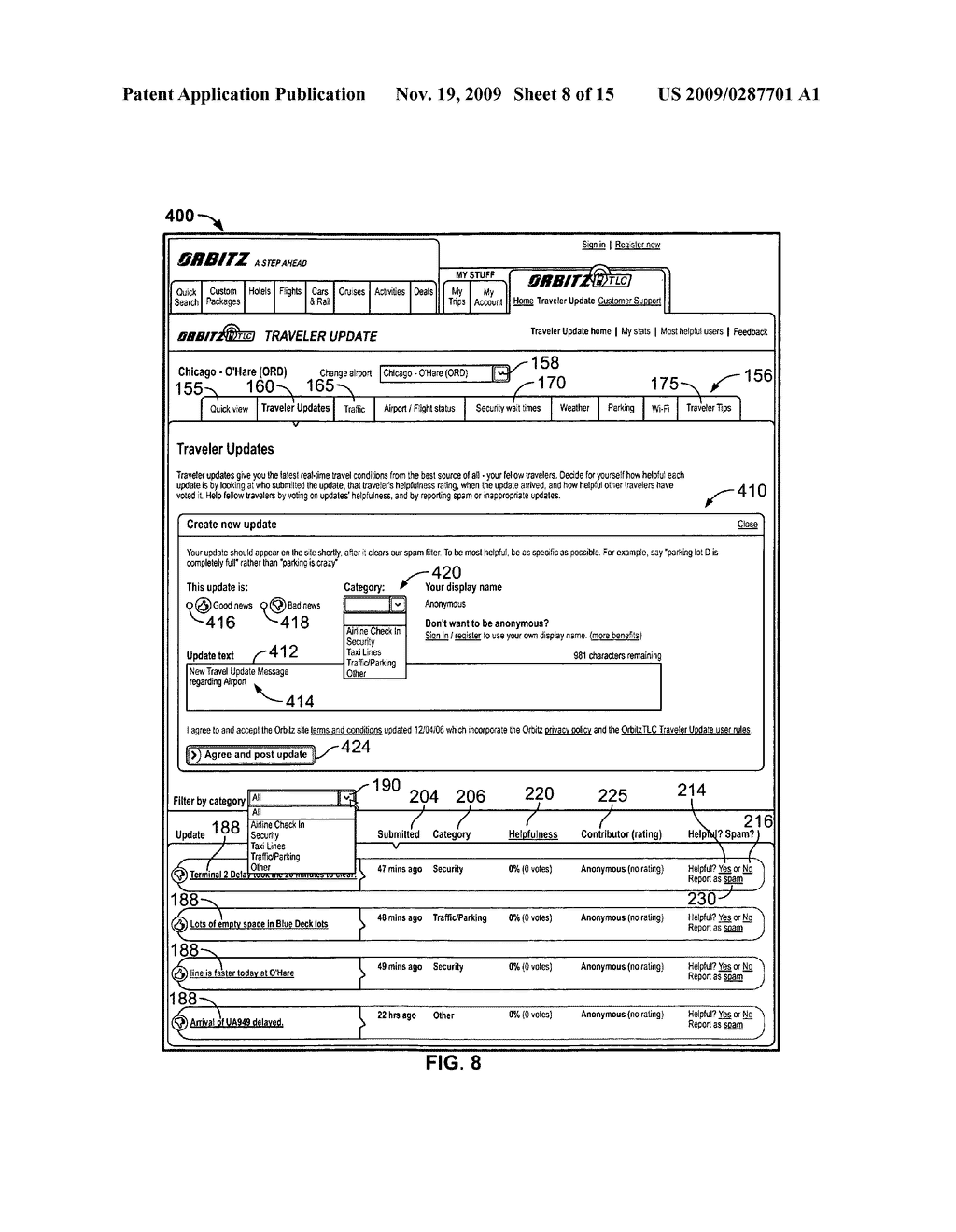 System and Method for Receiving and Displaying User Inputted Travel-Related Messages - diagram, schematic, and image 09