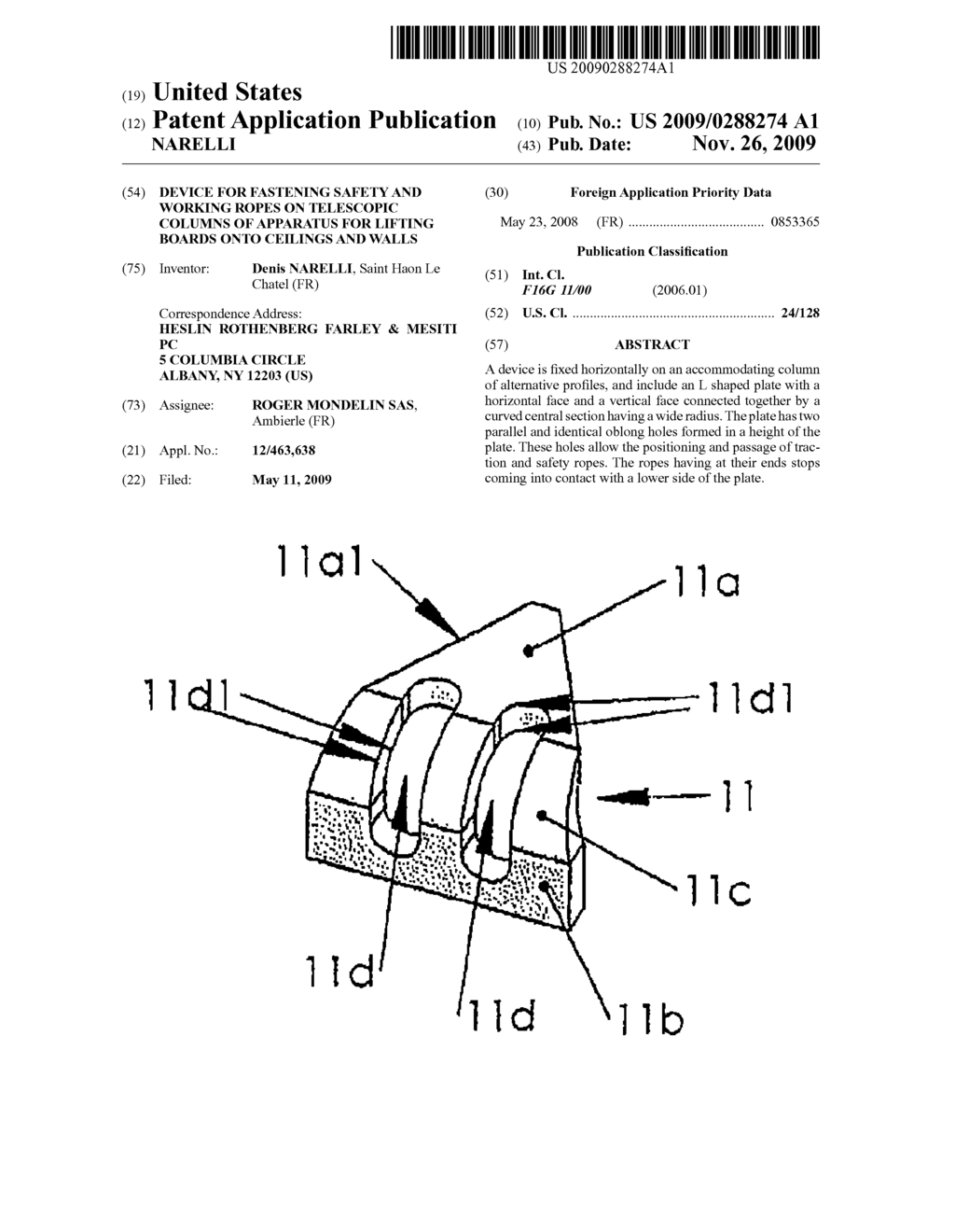 DEVICE FOR FASTENING SAFETY AND WORKING ROPES ON TELESCOPIC COLUMNS OF APPARATUS FOR LIFTING BOARDS ONTO CEILINGS AND WALLS - diagram, schematic, and image 01