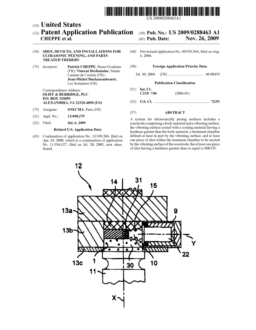 SHOT, DEVICES, AND INSTALLATIONS FOR ULTRASONIC PEENING, AND PARTS TREATED THEREBY - diagram, schematic, and image 01