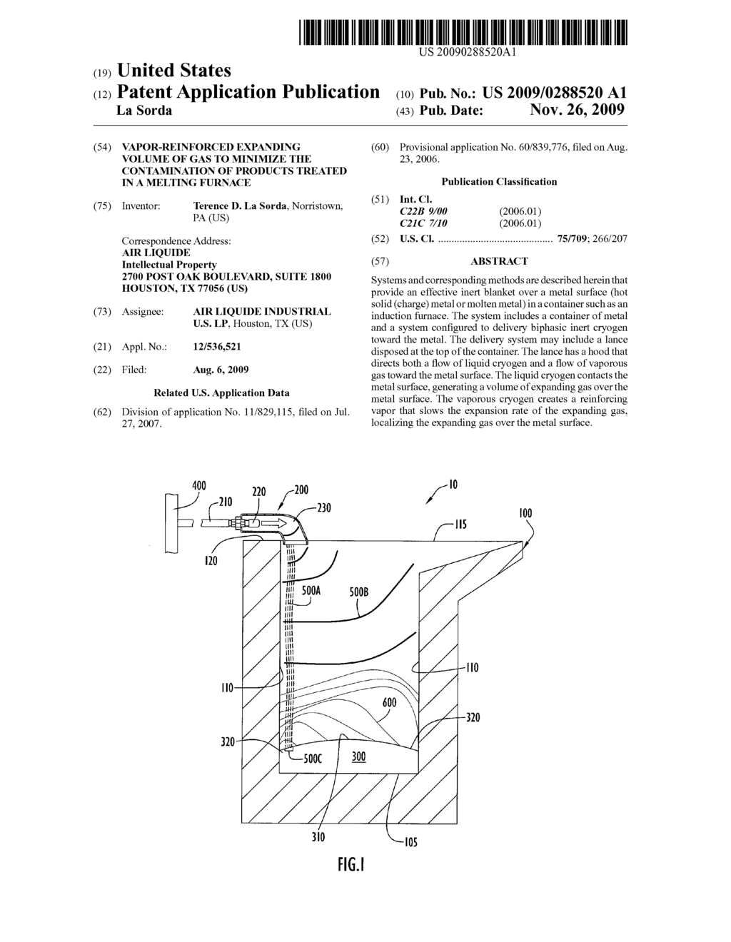 Vapor-Reinforced Expanding Volume Of Gas To Minimize The Contamination Of Products Treated In A Melting Furnace - diagram, schematic, and image 01