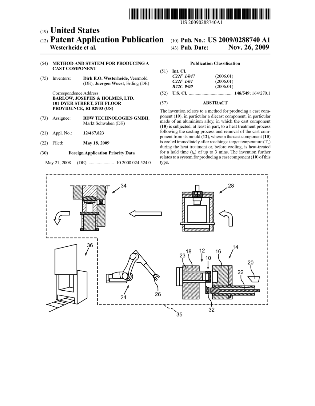 METHOD AND SYSTEM FOR PRODUCING A CAST COMPONENT - diagram, schematic, and image 01