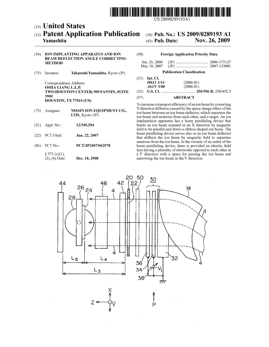 ION IMPLANTING APPARATUS AND ION BEAM DEFLECTION ANGLE CORRECTING METHOD - diagram, schematic, and image 01