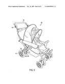 Stroller with braking device diagram and image