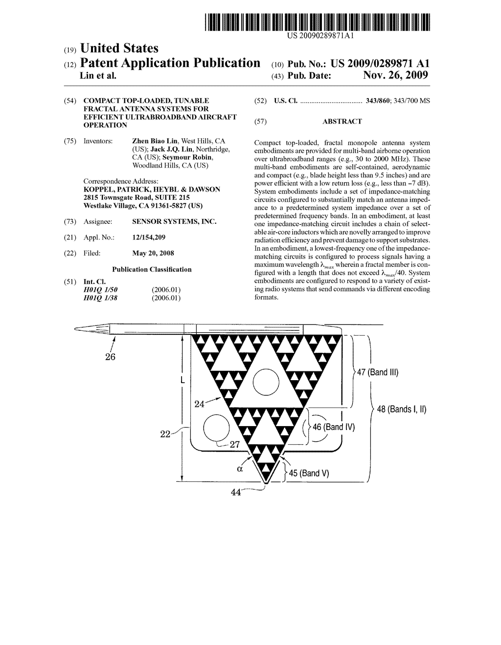 Compact top-loaded, tunable fractal antenna systems for efficient ultrabroadband aircraft operation - diagram, schematic, and image 01