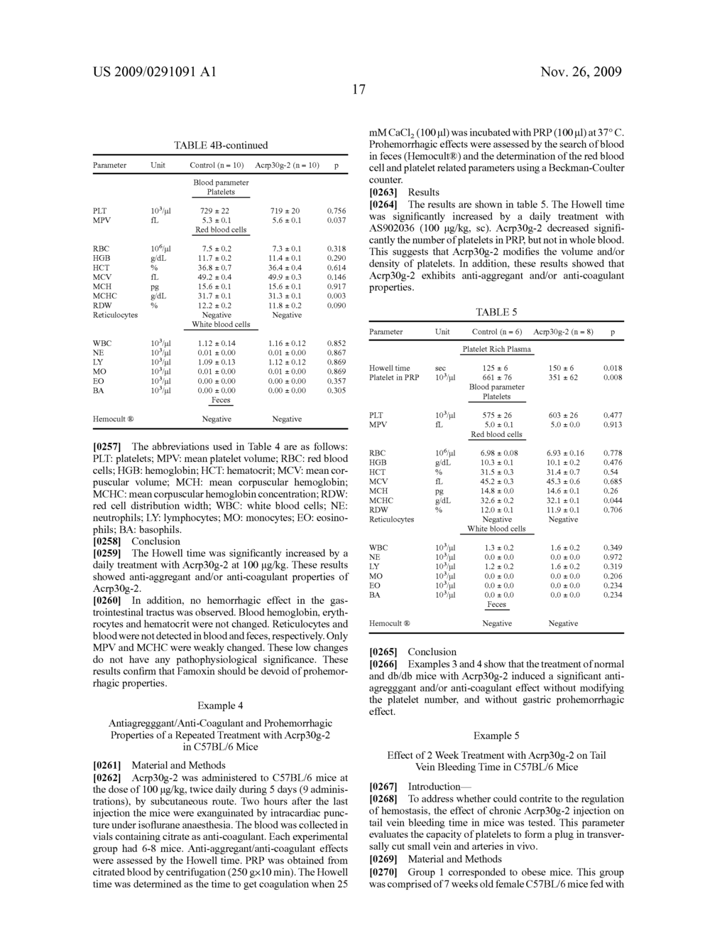 USE OF THE GLOBULAR DOMAIN OF ACRP30 FOR THE PREPARATION OF A MEDICAMENT FOR THE PREVENTION AND/OR TREATMENT OF THROMBOSIS-RELATED DISEASES - diagram, schematic, and image 43