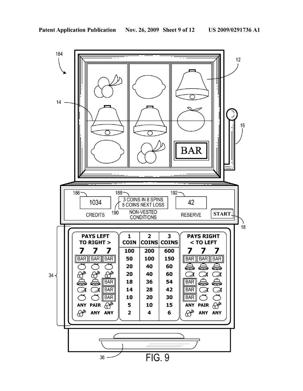 METHOD AND APPARATUS FOR CONDITIONAL PAYOUTS IN A GAMING DEVICE - diagram, schematic, and image 10