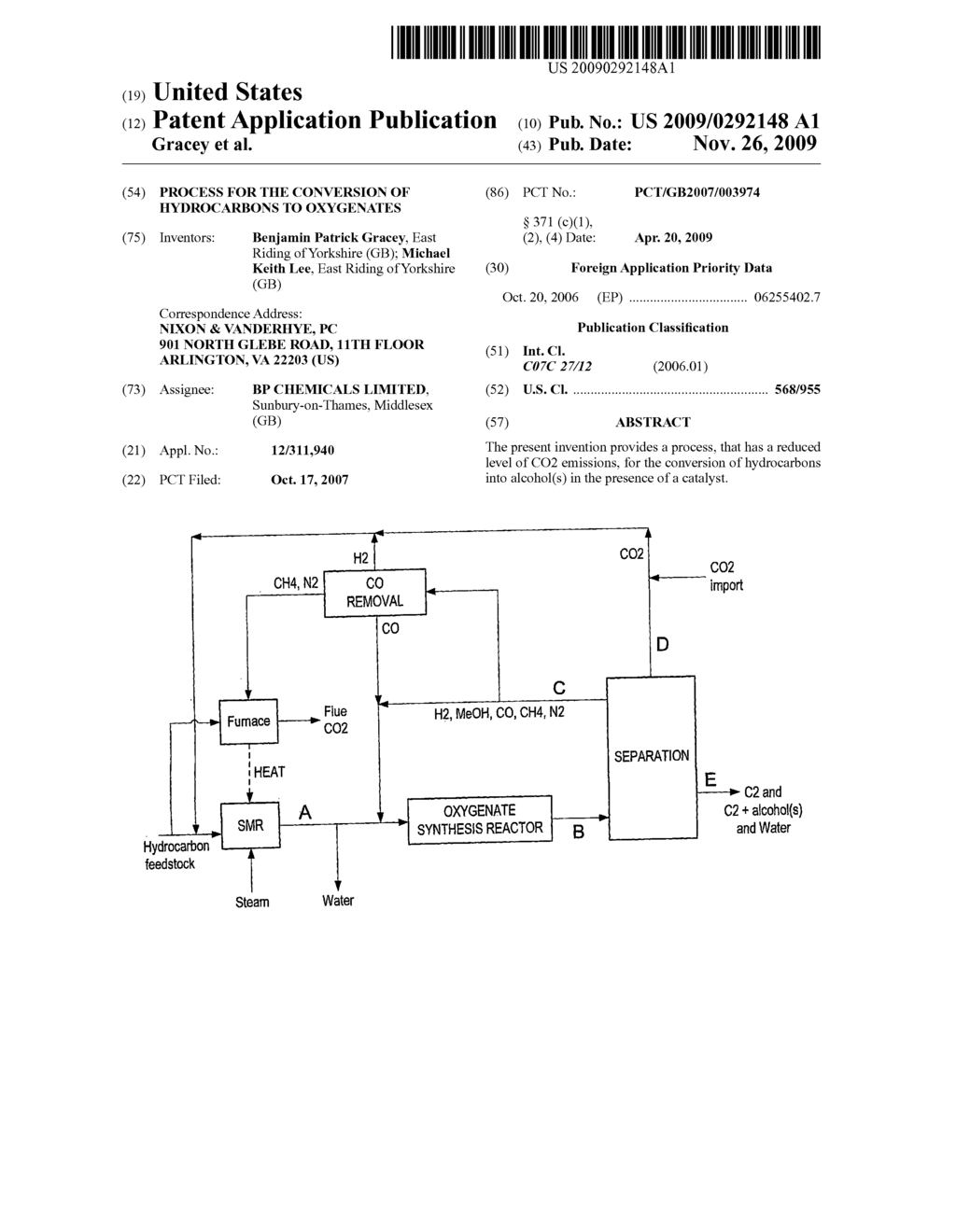 PROCESS FOR THE CONVERSION OF HYDROCARBONS TO OXYGENATES - diagram, schematic, and image 01