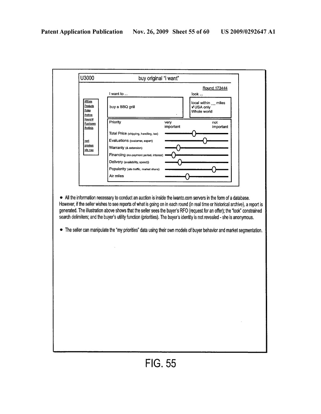 METHOD, SYSTEM AND BUSINESS MODEL FOR A BUYER'S AUCTION WITH NEAR PERFECT INFORMATION USING THE INTERNET - diagram, schematic, and image 56