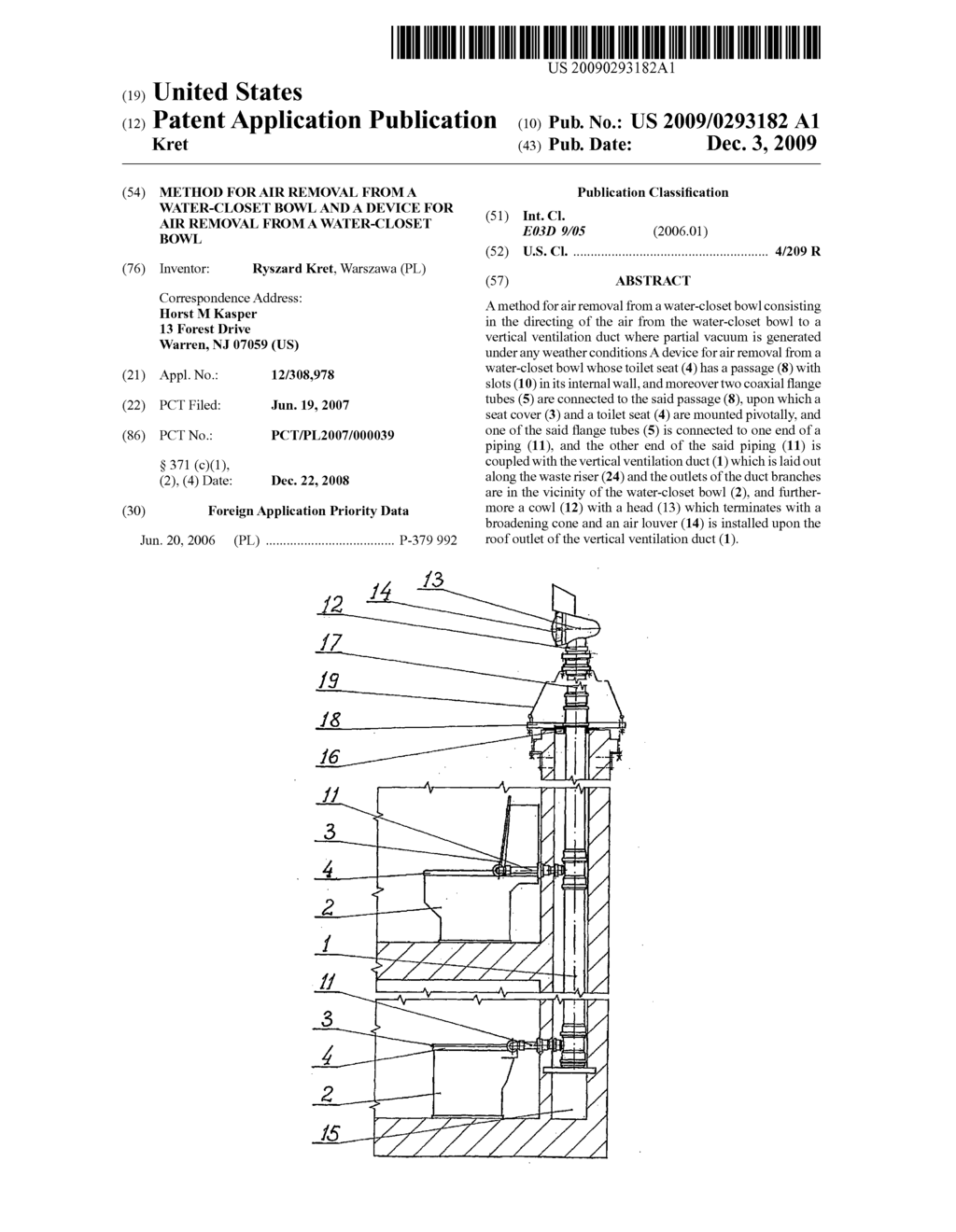 Method for Air Removal from a Water-Closet Bowl and a Device for air removal from a water-closet bowl - diagram, schematic, and image 01