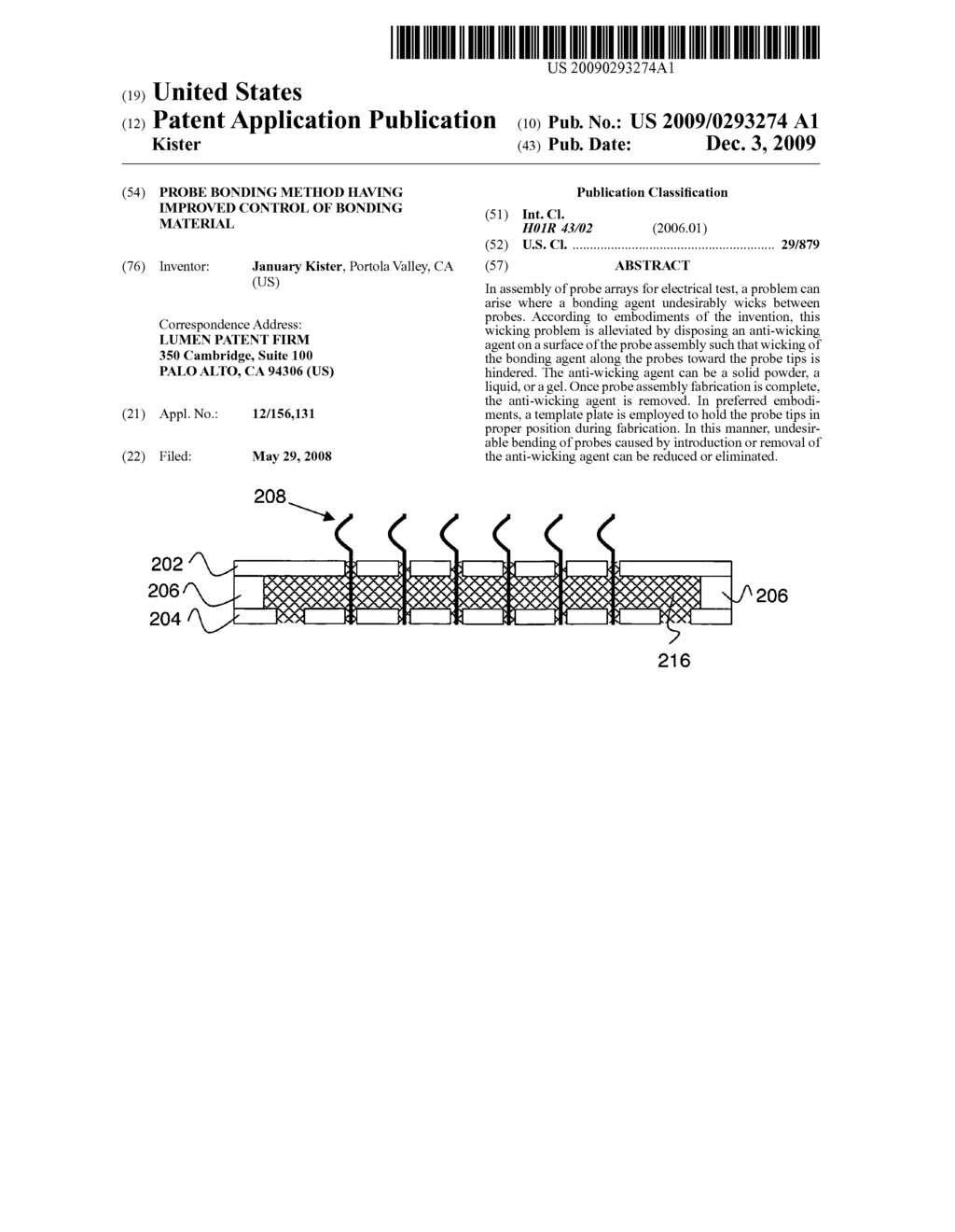 Probe bonding method having improved control of bonding material - diagram, schematic, and image 01