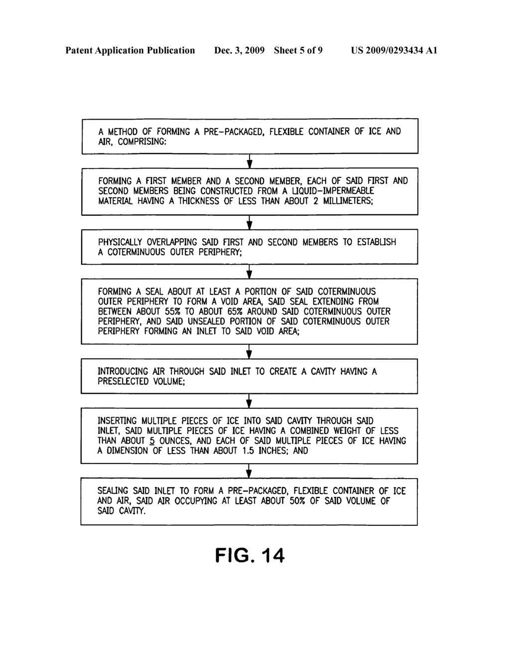 Method of forming a pre-packaged, flexible container of ice and air - diagram, schematic, and image 06