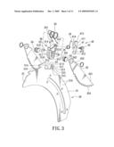 Workpiece splitting and kickback-inhibiting assembly for a table cutting machine diagram and image