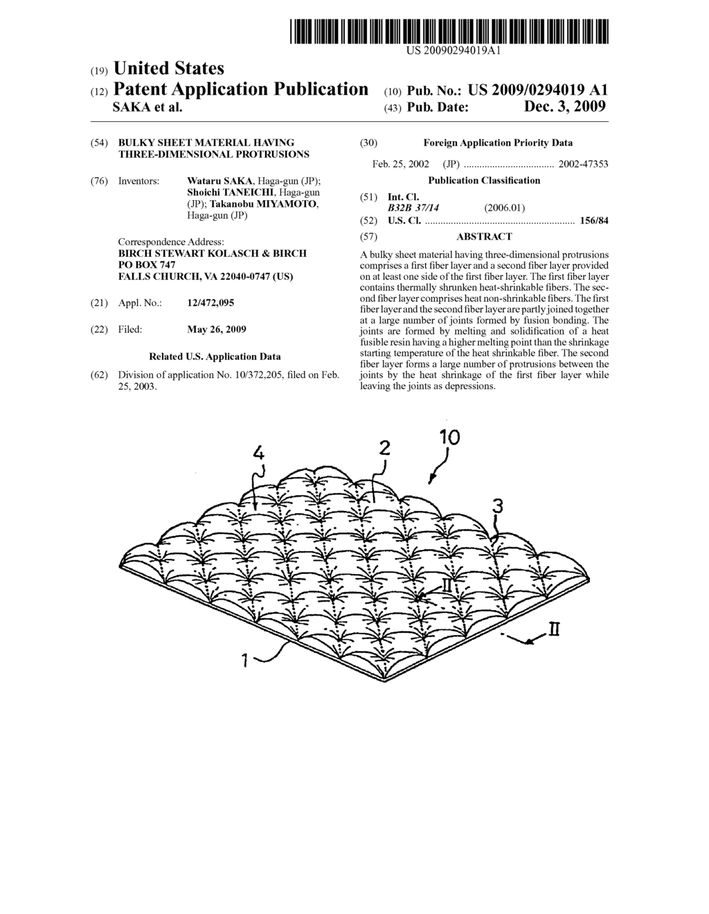 BULKY SHEET MATERIAL HAVING THREE-DIMENSIONAL PROTRUSIONS - diagram, schematic, and image 01