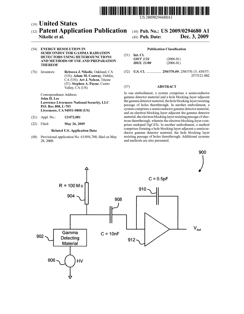 ENERGY RESOLUTION IN SEMICONDUCTOR GAMMA RADIATION DETECTORS USING HETEROJUNCTIONS AND METHODS OF USE AND PREPARATION THEREOF - diagram, schematic, and image 01