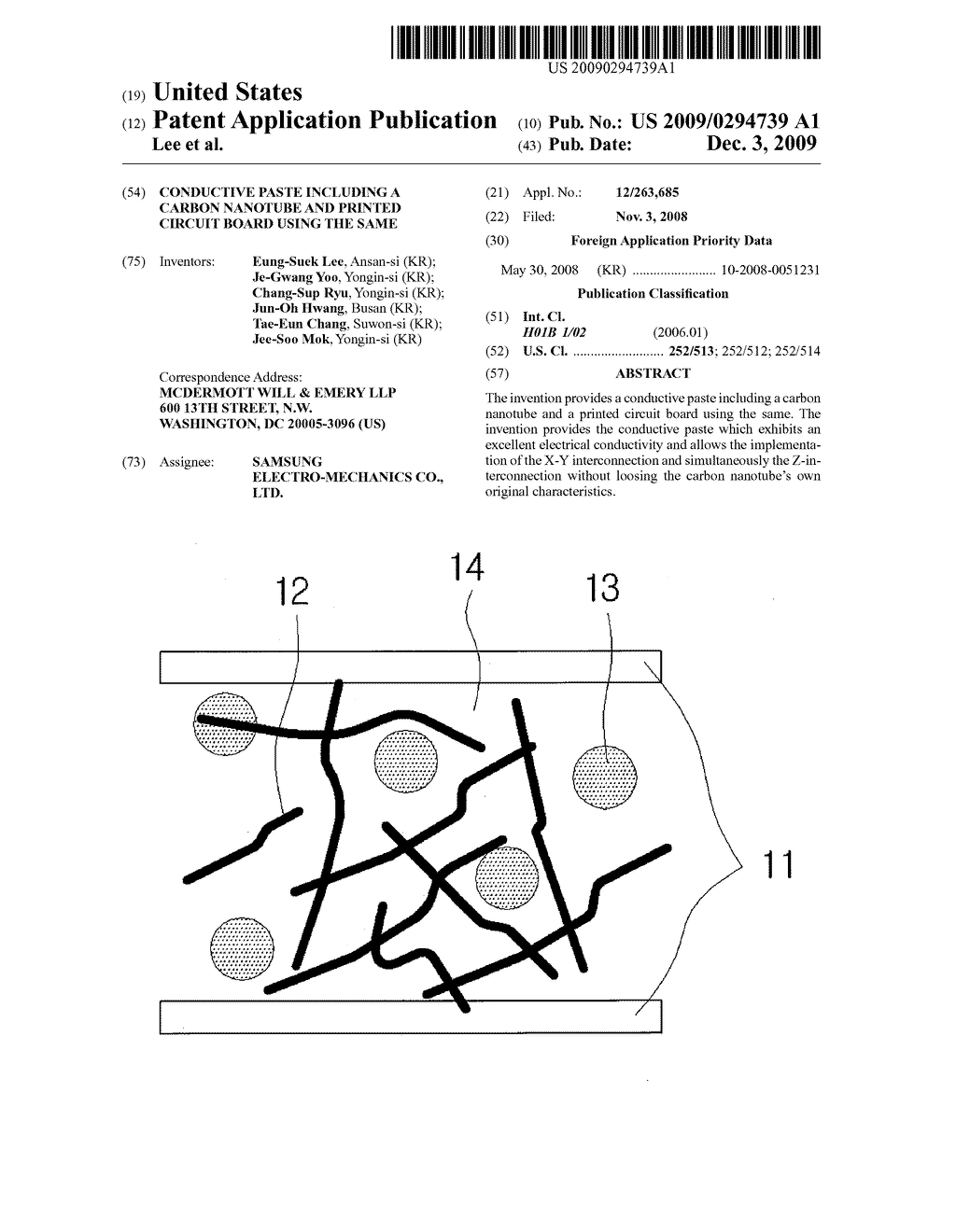 CONDUCTIVE PASTE INCLUDING A CARBON NANOTUBE AND PRINTED CIRCUIT BOARD USING THE SAME - diagram, schematic, and image 01