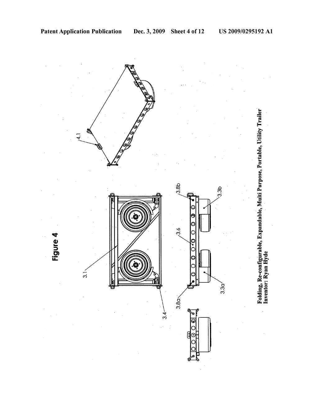 Folding, re-configurable, expandable, multi purpose, portable, utility trailer - diagram, schematic, and image 05